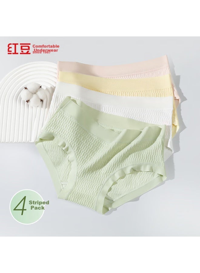 Hongdou Women's Underwear 7a Antibacterial Silk Gusset Cotton Spandex Breathable Jacquard Triangle Panties 4-pack - Image 2