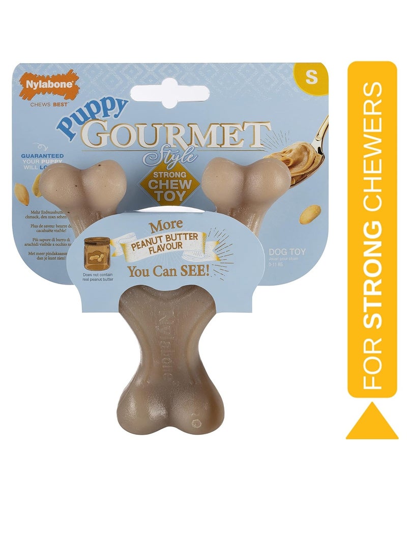 Nylabone Maximum Strength Tough Extreme Puppy Gourmet Wishbone Dog Chew Toy Adult Teeth Infused with Extra Peanut Butter Flavour Throughout Small for puppies 0 to 11kg  - Image 2