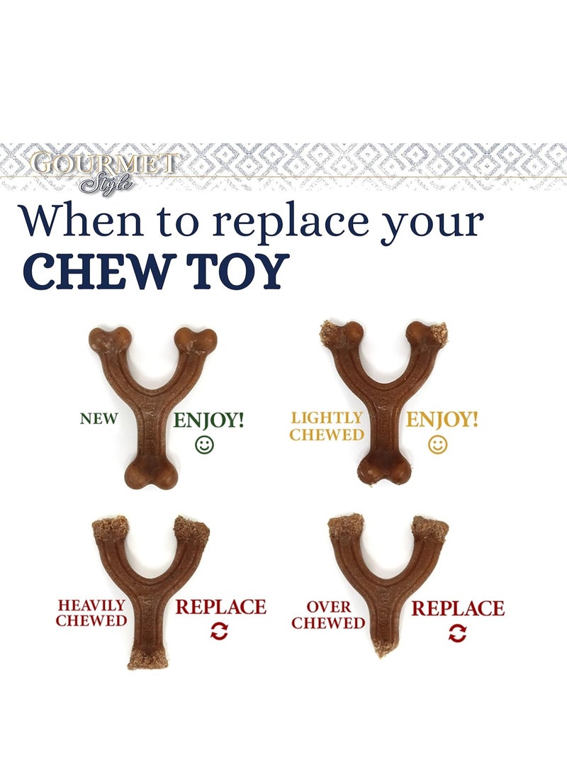 Nylabone Maximum Strength Tough Extreme Puppy Gourmet Wishbone Dog Chew Toy Adult Teeth Infused with Extra Peanut Butter Flavour Throughout Small for puppies 0 to 11kg  - Image 4