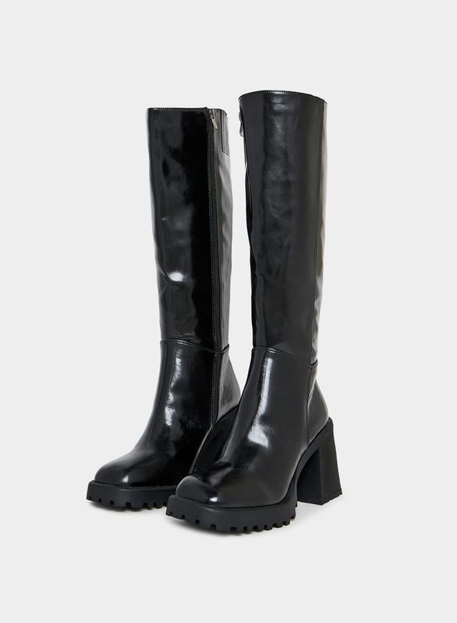 RAID Square Toe Block Heel Knee High Boots - Image 2
