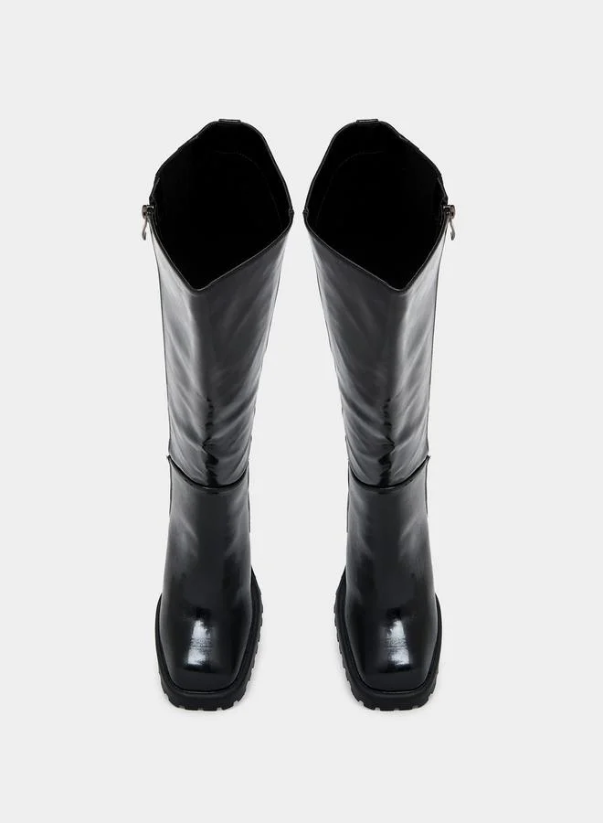 RAID RAID Square Toe Block Heel Knee High Boots