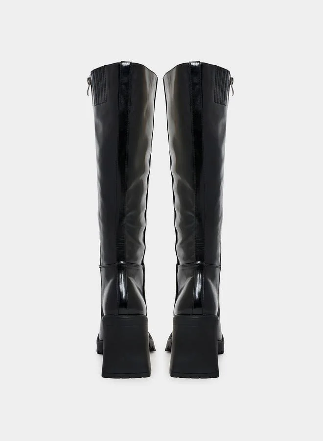 RAID RAID Square Toe Block Heel Knee High Boots