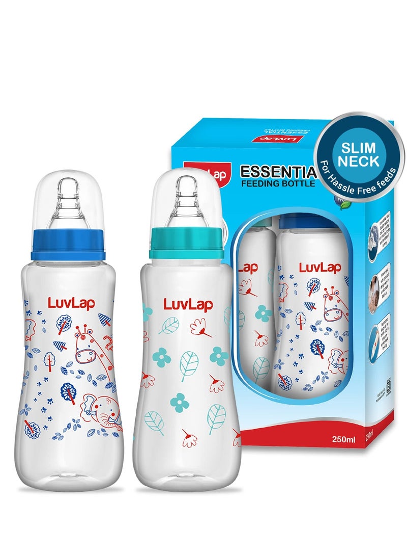 لوفلاب زجاجة الرضاعة الأساسية ذات الرقبة العادية والنحيفة المضادة للمغص، 250 مل (عبوة من قطعتين) - Image 1
