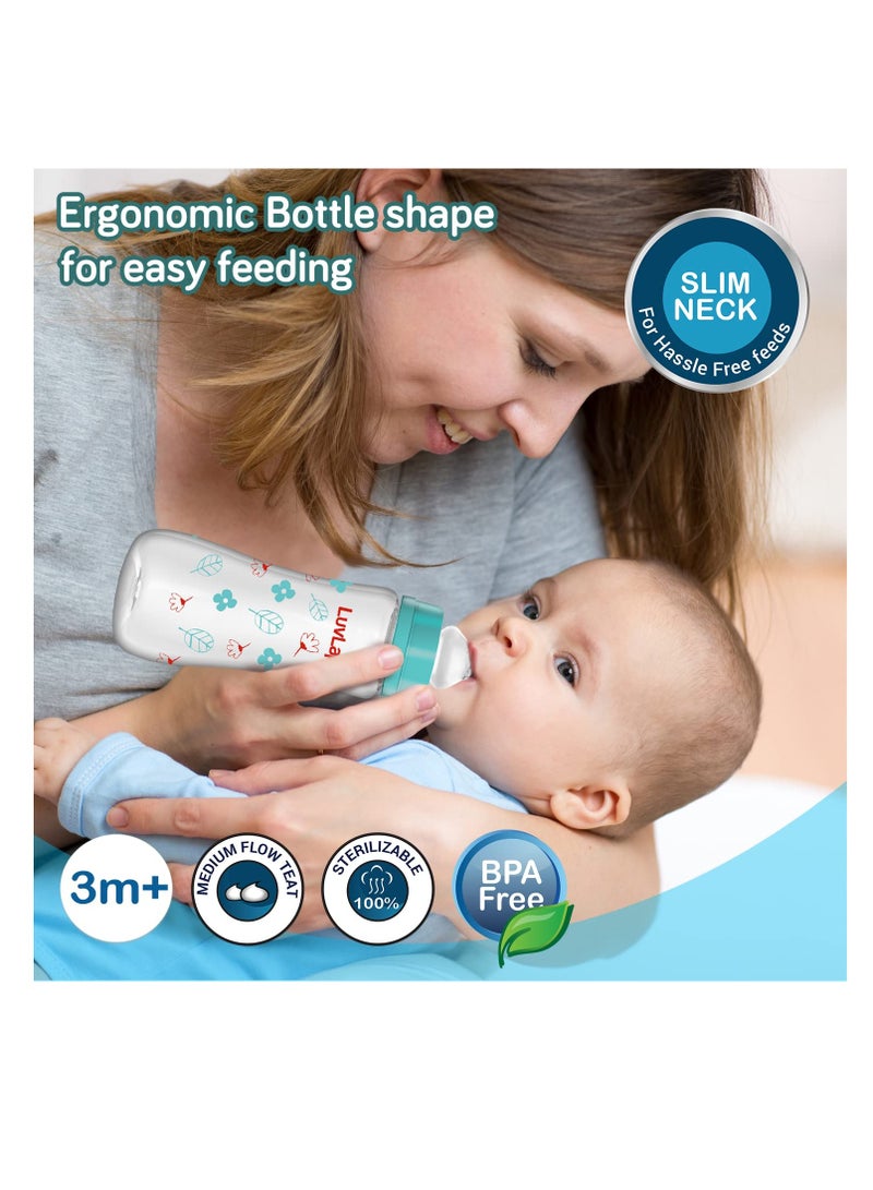 لوفلاب زجاجة الرضاعة الأساسية ذات الرقبة العادية والنحيفة المضادة للمغص، 250 مل (عبوة من قطعتين) - Image 2