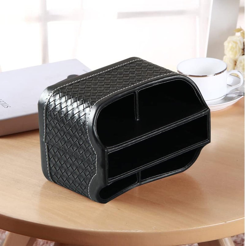 PUSU Remote Control Holder PU Leather 360 Degrees Rotatable Desktop Supply Organizer Storage Box for Controllers Media Stationery Nightstand TV Caddy E-reader iPad Phone Pen/Pencil Cosmetic - Image 4