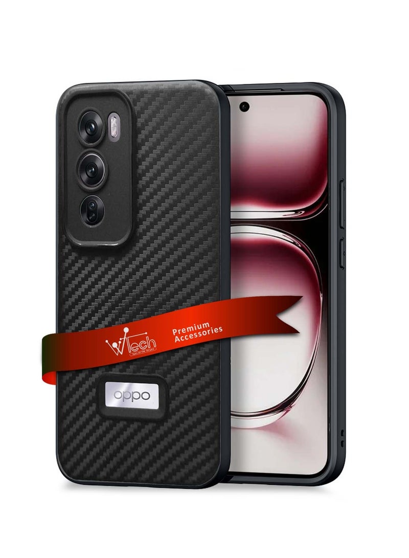 Wtech Oppo Reno12 Pro 5G 2024 Liquid Silicone Carbon Fiber Texture Case Cover - Black - Image 1