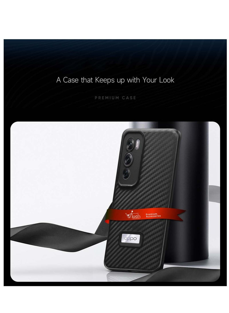 Wtech Oppo Reno12 Pro 5G 2024 Liquid Silicone Carbon Fiber Texture Case Cover - Black - Image 3