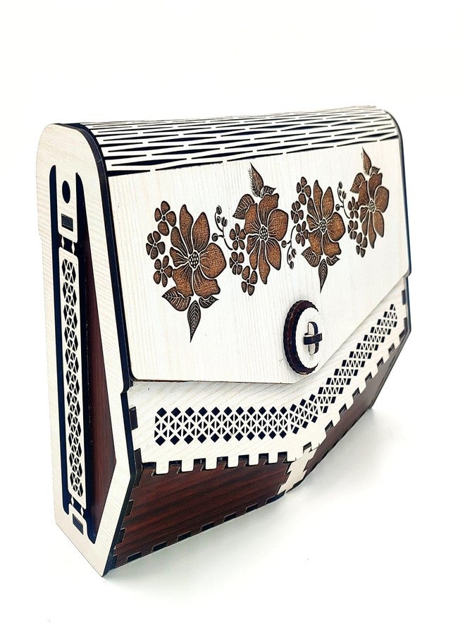 MeeCraft Women's Clutches | Decorative Floral Design Wooden Hand Purse for Girls. - Image 2