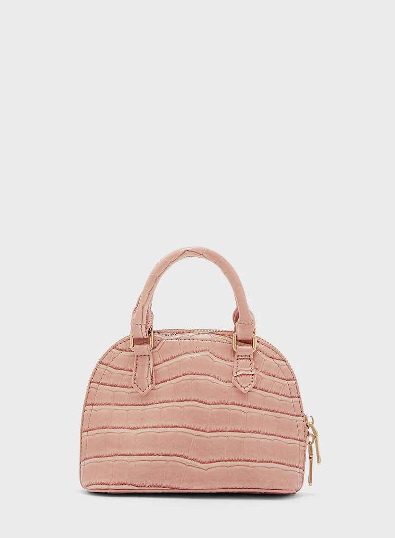 Ginger Croc Effect Pearl Detail Mini Bag