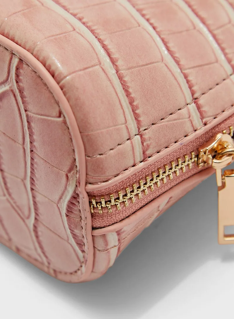 Ginger Croc Effect Pearl Detail Mini Bag