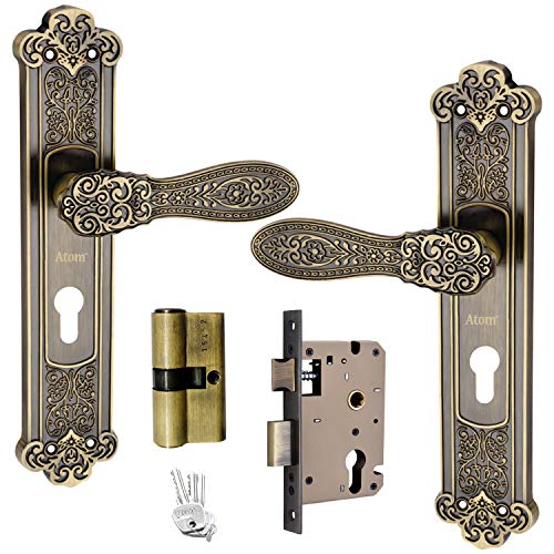 Atom Heavy Duty Mortise Door Lock with Both Sided Key for Bedroom, Living Room, Main Door, Brass Antique Finish | 3 Keys | Lockset for House Hotel Office(O49CYBSK) - Image 1