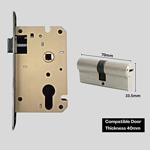 Atom Heavy Duty Mortise Door Lock with Both Sided Key for Bedroom, Living Room, Main Door, Brass Antique Finish | 3 Keys | Lockset for House Hotel Office(O49CYBSK) - Image 5