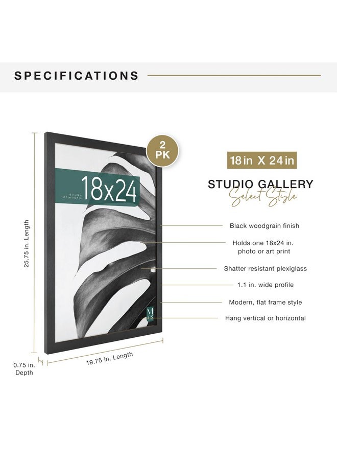 MCS MCS Studio Gallery 18x24 Poster Frame Black Woodgrain, Vertical & Horizontal Wall Hanging Large Picture Frame for Photos, Posters & Art Prints (2-Pack)  - Image 3