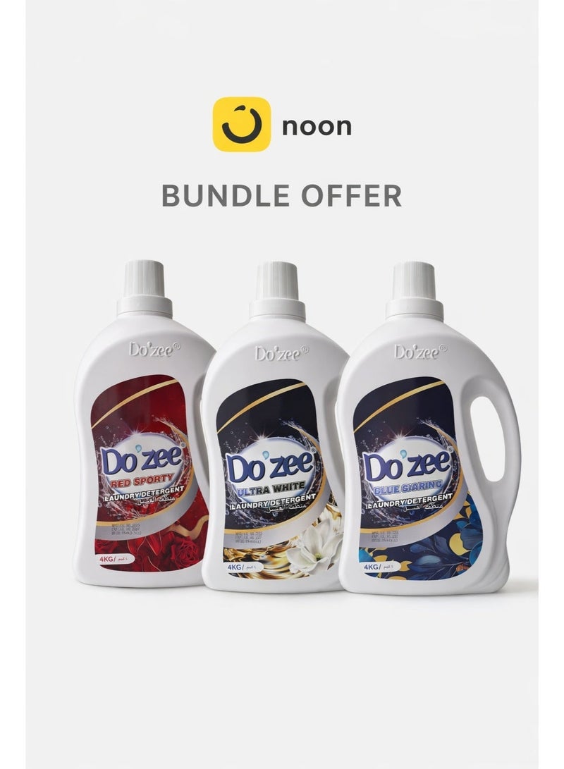 Do'zee Signature Laundry Care Trio | Ultra White 4L + Blue Caring 4L + Red Sporty 4L - Image 1