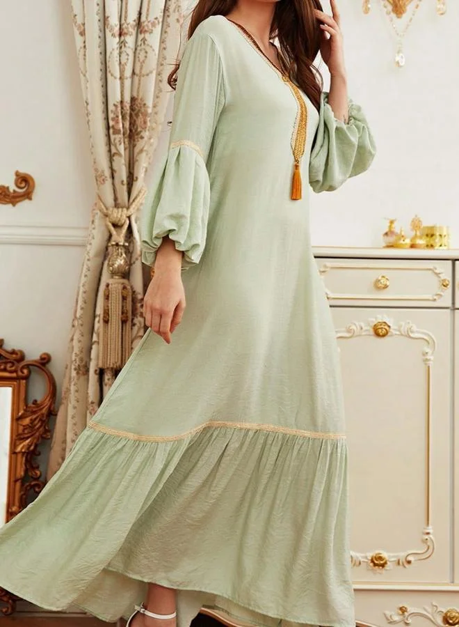 Take Two mint green Green Solid V Neck A-Line Maxi Dress for Women | Best Price UAE