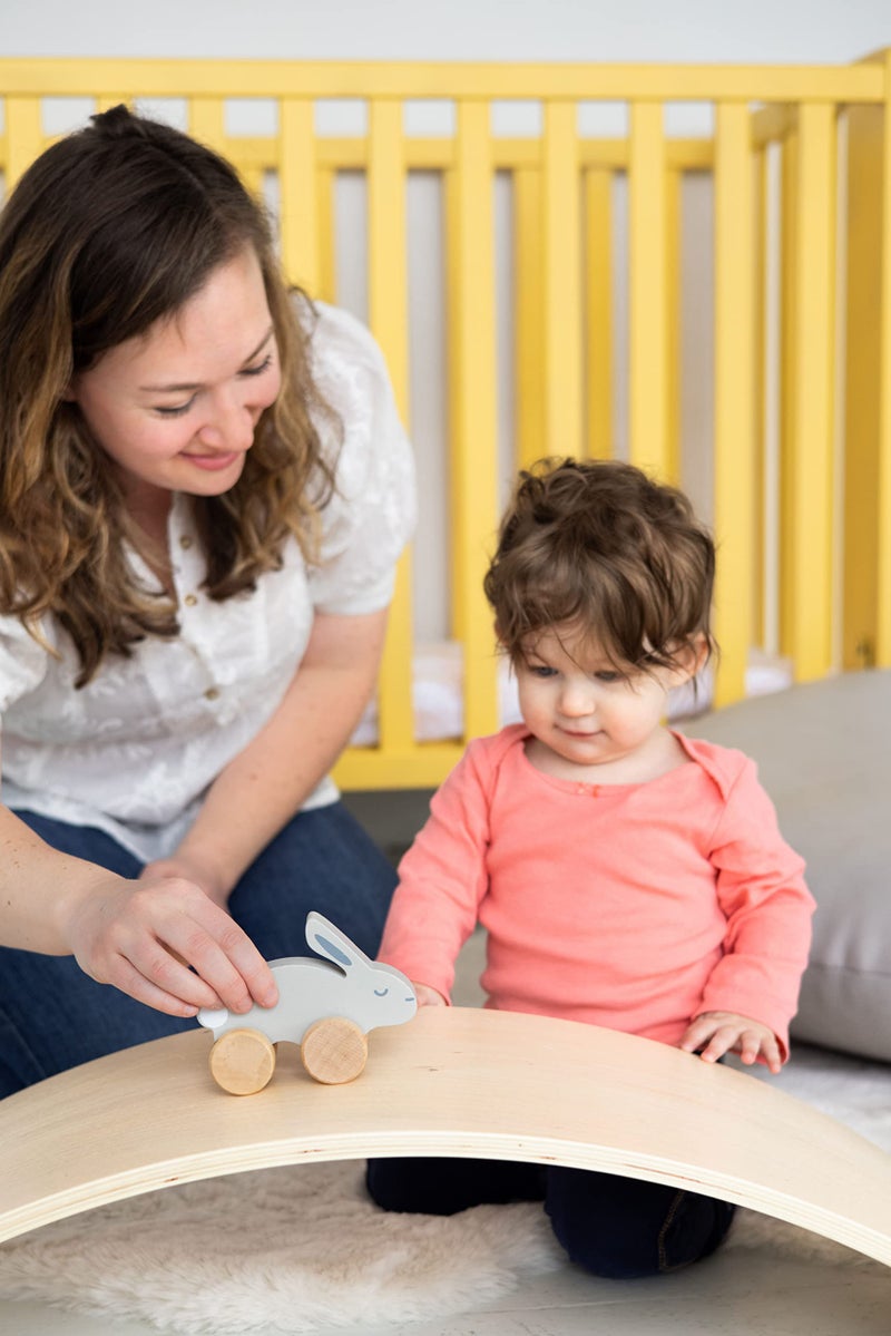 Pearhead Montessori Wooden Bunny Push-Pull Toy for Toddlers - Baby, Stocking Stuffers for Toddlers, Gray Rolling Rabbit Encourages Motor Skills & Imaginative Play - Image 5