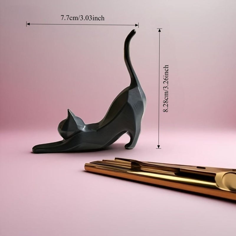Black Cat Statue Ring Holder for Wedding Minimalist Jewelry Display - Image 3