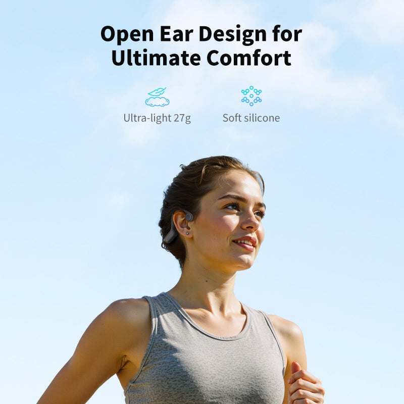 Haowolf Bone Conduction Headphones, Bluetooth 5.4 with Mic Open Ear IPX8 Waterproof Headsets, Swimming Headphones 10H Playtime Wireless Earbuds for Sports, Running, Cycling - Image 4