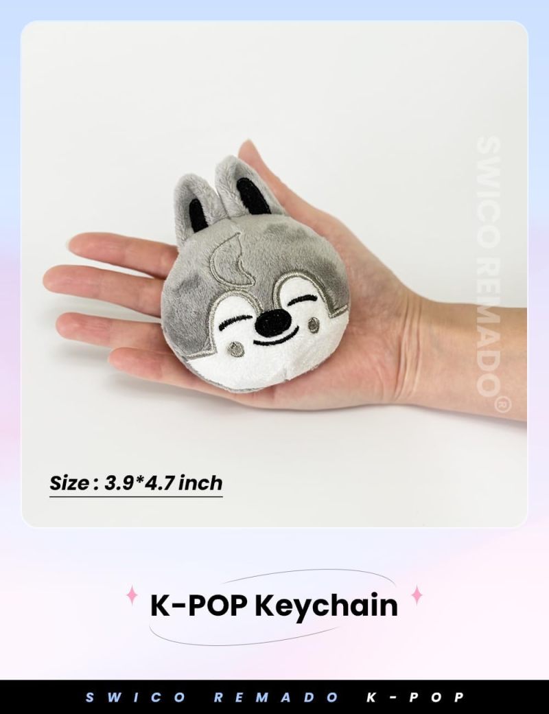 Cartoon Keychain: 15cm Grey Heavy-duty Metal & Soft PP Cotton - Durable Whimsical Car Pendant for K-pop Enthusiasts, Women, Birthday Christmas New Year Gifting - Image 2