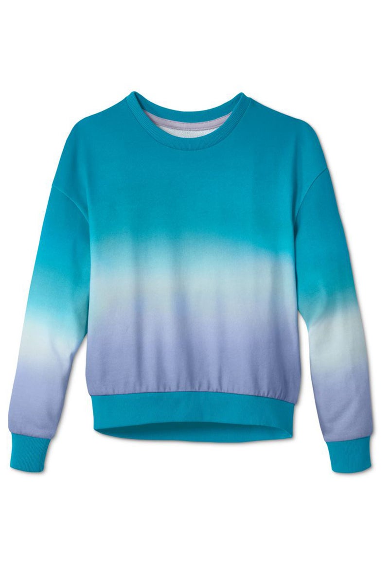 Tchibo Kids Girl Crew Neck Tie Dye Sweatshirts, Turquoise Combo - Image 2