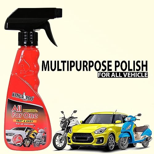 Kangaroo Premium Bike Care Kit Contains Chain Lube | Chain Cleaner | All For One Polish | Metal Polish | 1 Microfiber Cloth With 2 Foam Applicator Total Bike Protection Kit (Small Pack (150)) - Image 4