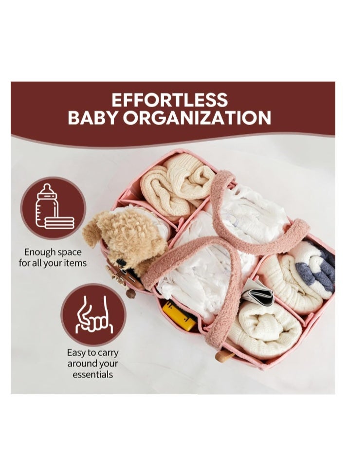 Lonimia Diaper Caddy Organizer for Baby Shower： Plush Sherpa Caddy Organizer Storage Basket with Dividers — Nursery Table Car Storage Basket for Wipes Clothes Essentials - Image 3