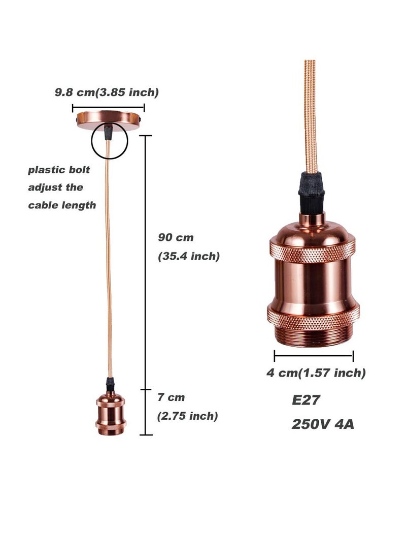 SYOSI Ceiling Pendant & Lamp Holder, Metal Pendant Light Fitting, E27 Lamp Holder, Fitting Set with Braided Fabric Cable (Rose Gold)  - Image 2