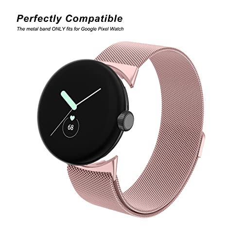 Tobfit Metal Strap for Google Pixel Watch 3 41mm / Pixel Watch 2 / Pixel Watch Straps (2024/2023/2022)(Rose Pink) - Image 4