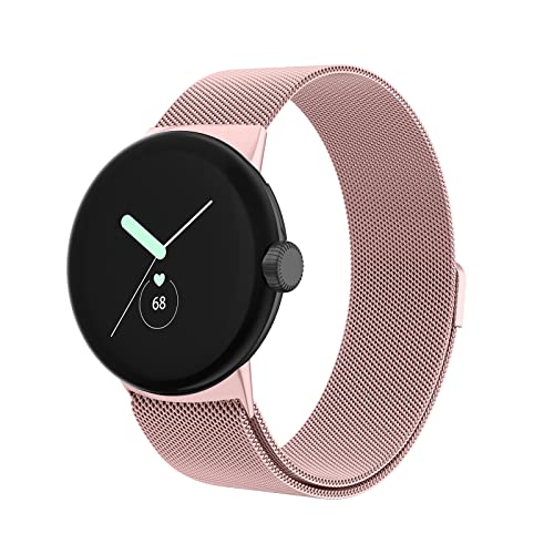 Tobfit Metal Strap for Google Pixel Watch 3 41mm / Pixel Watch 2 / Pixel Watch Straps (2024/2023/2022)(Rose Pink) - Image 1