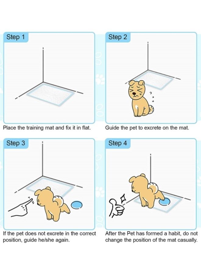 40 قطعة 23 * 23 بوصة طقم وسادات ماصة للاستخدام مرة واحدة للحيوانات الأليفة مكون من أزرق فاتح/ أبيض - Image 5