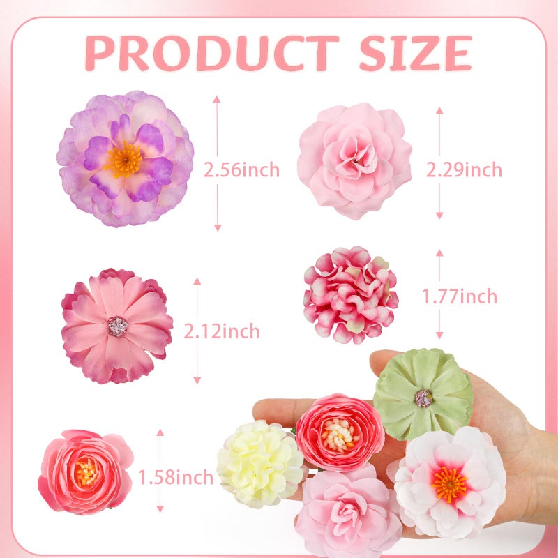 ATTGREAT Fake Flower Heads Mini Silk Flowrs Bulk Small Flower 3D Loose Faux Daisy Rose Sunflowers Plum Blossoms Craft for Wedding Party Cake Baby Shower Home Decor, 110Pcs(Multicolor) - Image 2