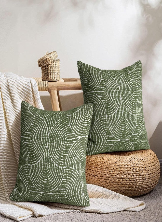 AELS Boho Decorative Textured Throw Pillow Covers 18x18, Modern Mid Century Rainbow Tufted Pillow Case, Farmhouse Rustic Geometric Woven Cushion Case for Bed Couch Sofa, Olive Green - Image 5