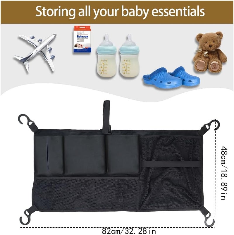 Abnaok Stroller Wagon Cargo Net Abnaok Wagon Accessories Organizer Compatible with WONDERFOLD WSeries Models Large Capacity Mesh Cargo Storage Bag with Sorting Pockets Compatible with Keenz Wagon - Image 2