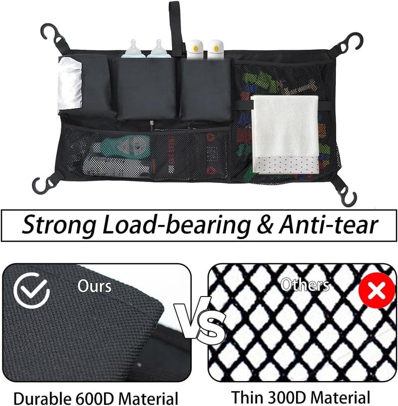 Abnaok Stroller Wagon Cargo Net Abnaok Wagon Accessories Organizer Compatible with WONDERFOLD WSeries Models Large Capacity Mesh Cargo Storage Bag with Sorting Pockets Compatible with Keenz Wagon - Image 5
