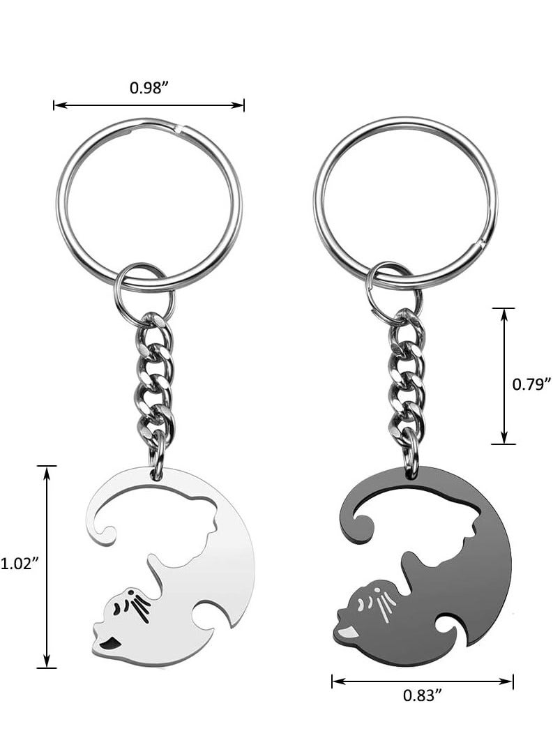 Loquat 2 pcs Black and White Matching Puzzle Cat Couples Keychain - Image 5
