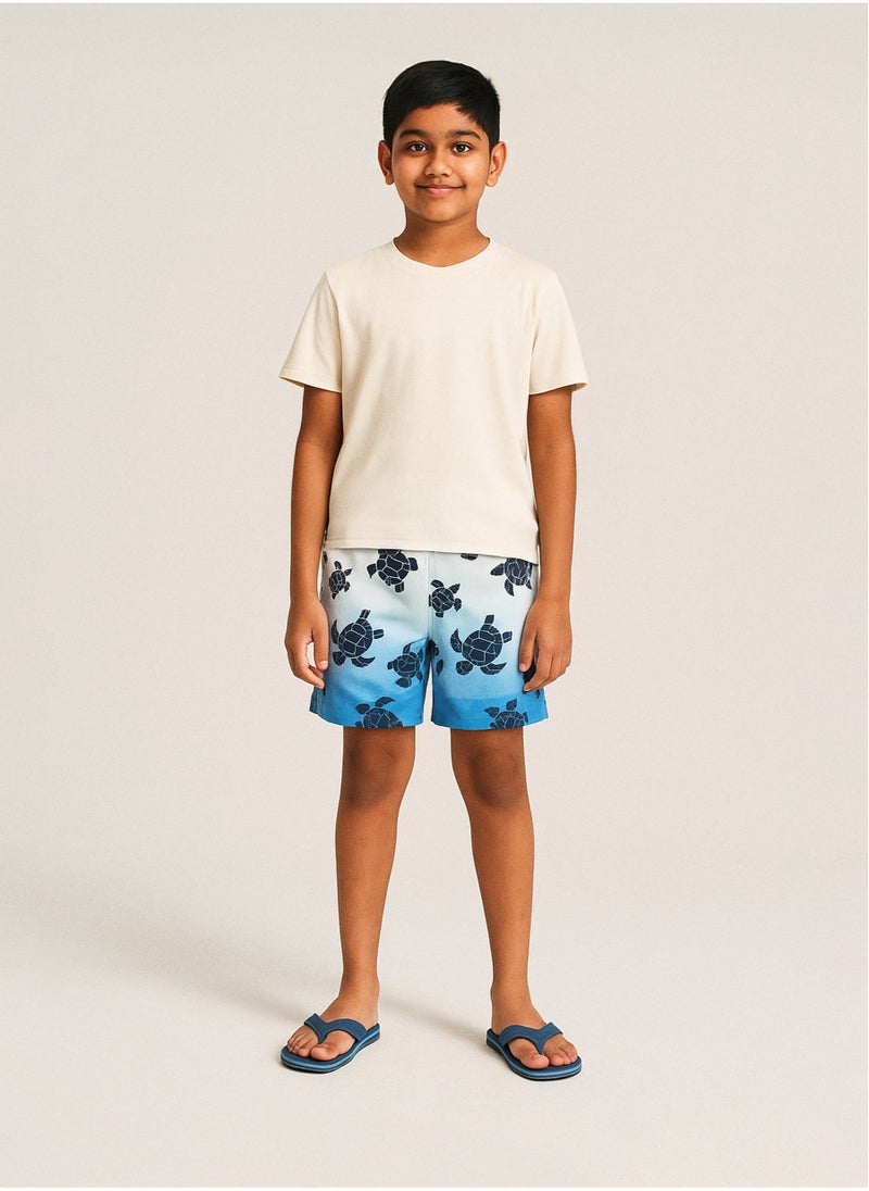 MINOTI Boys board shorts with drawstring light blue - Image 1