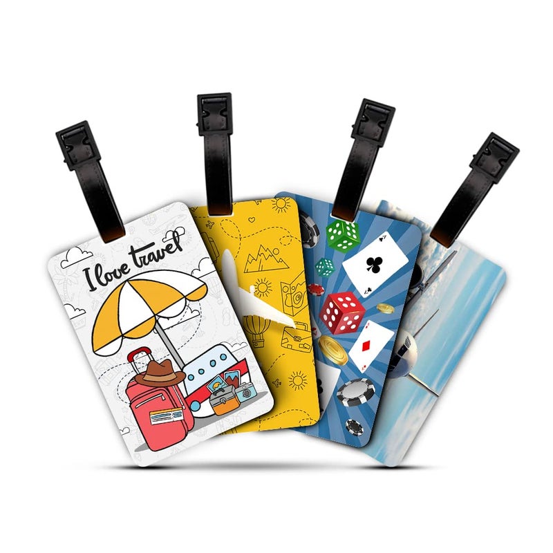 Ultra Premium & Colorful 3D Luggage Tags for Suitcases & School Bags,Set of 4|I Love Travel +Travel Time+ Poker Casino+Flying Airplane Theme|Waterproof|Adjustable|Birthday Gift|Anniversary,4 Labels - Image 5