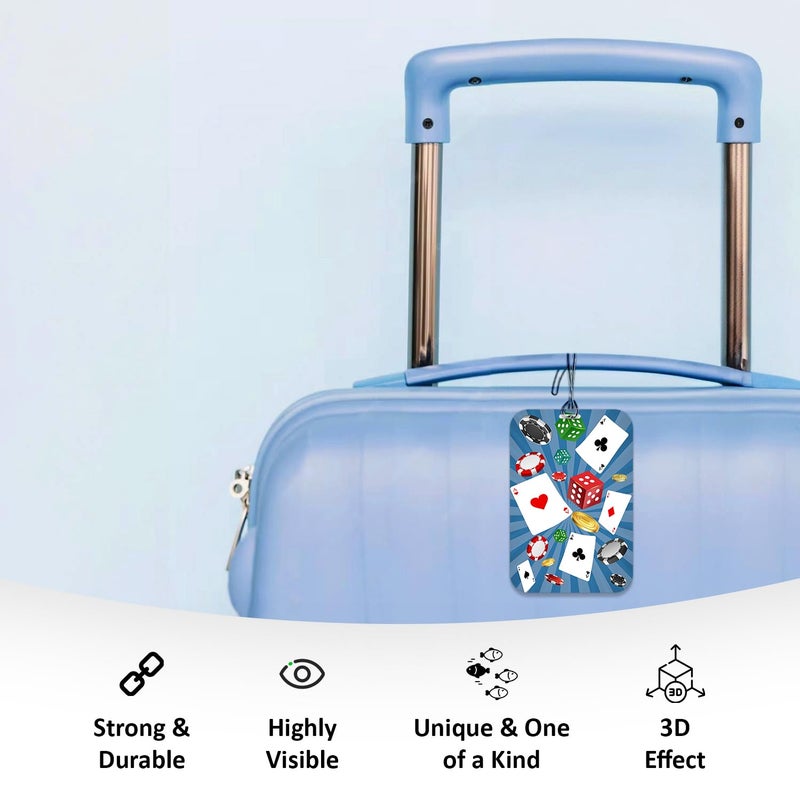 Ultra Premium & Colorful 3D Luggage Tags for Suitcases & School Bags,Set of 4|I Love Travel +Travel Time+ Poker Casino+Flying Airplane Theme|Waterproof|Adjustable|Birthday Gift|Anniversary,4 Labels - Image 4