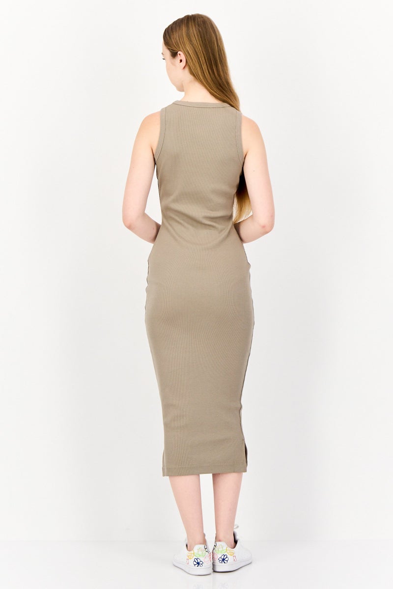 Fifty Made Women Brand Logo Midi Dress, Taupe - Image 2