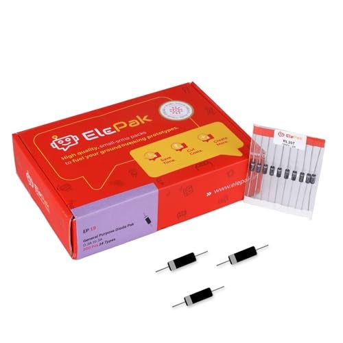 ElePak Rectifier Diode (200pcs) Forward Current 0.3 A – 3 A, General Purpose Diode - Electronic Components - Fast Switching Speeds - Ideal for Voltage Regulation, Power Conversion - Image 1