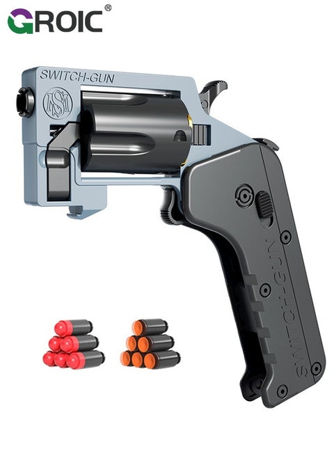 Folding Toy Pistol, Phone Model Handgun Toy, Soft Bullet Guns Toy Revolver Style, Semi-Automatic Repeating Gun, 5 Shells, 2 Types of Soft Bullets (36 Bullets), Folding Blaster Toy Cool Gifts