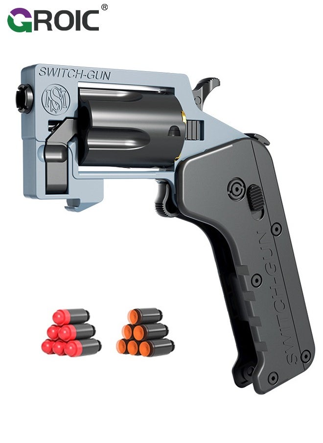 GROIC Folding Toy Pistol, Phone Model Handgun Toy, Soft Bullet Guns Toy Revolver Style, Semi-Automatic Repeating Gun, 5 Shells, 2 Types of Soft Bullets (36 Bullets), Folding Blaster Toy Cool Gifts  - Image 1