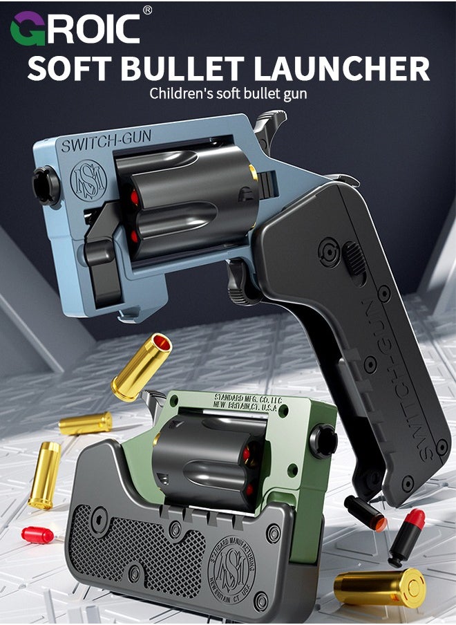 GROIC Folding Toy Pistol, Phone Model Handgun Toy, Soft Bullet Guns Toy Revolver Style, Semi-Automatic Repeating Gun, 5 Shells, 2 Types of Soft Bullets (36 Bullets), Folding Blaster Toy Cool Gifts  - Image 2