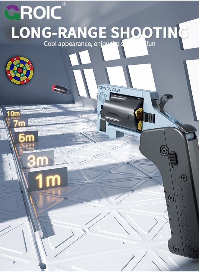 GROIC Folding Toy Pistol, Phone Model Handgun Toy, Soft Bullet Guns Toy Revolver Style, Semi-Automatic Repeating Gun, 5 Shells, 2 Types of Soft Bullets (36 Bullets), Folding Blaster Toy Cool Gifts  - Image 5