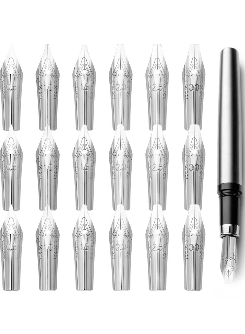 30pcs Stainless Steel Fountain Pen Nibs, Replacement Nibs Set for Calligraphy and Writing, Various Sizes for Kids, Adults, and Students(0.5+1+1.5+2+2.5+3mm each 5pcs) - Image 1