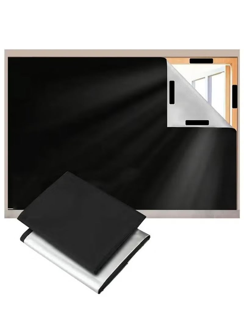 Portable Blackout Curtains With Self Adhesive Tape Travel Cuttable Sunscreen Shade Drapes For Bedroom Living Room Bathroom And Attic Blackout Curtains Width 145 cm Length 200 cm - Image 1