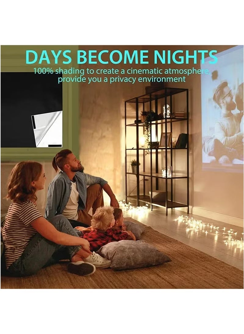 Portable Blackout Curtains With Self Adhesive Tape Travel Cuttable Sunscreen Shade Drapes For Bedroom Living Room Bathroom And Attic Blackout Curtains Width 145 cm Length 200 cm - Image 5