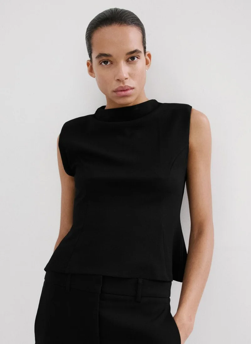 مانجو Peplum shoulder pad T-shirt