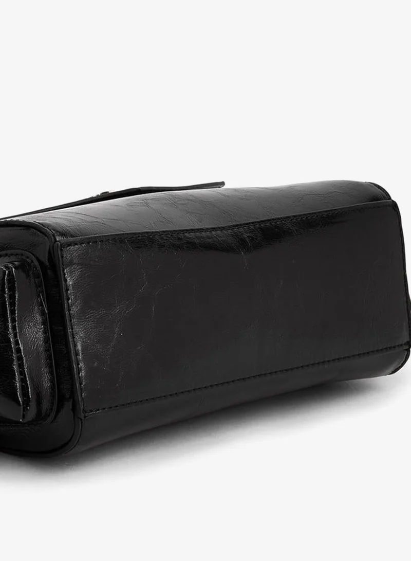 Paprika BLACK Solid Shoulder Bag With Detachable Strap for Women | Best Price UAE