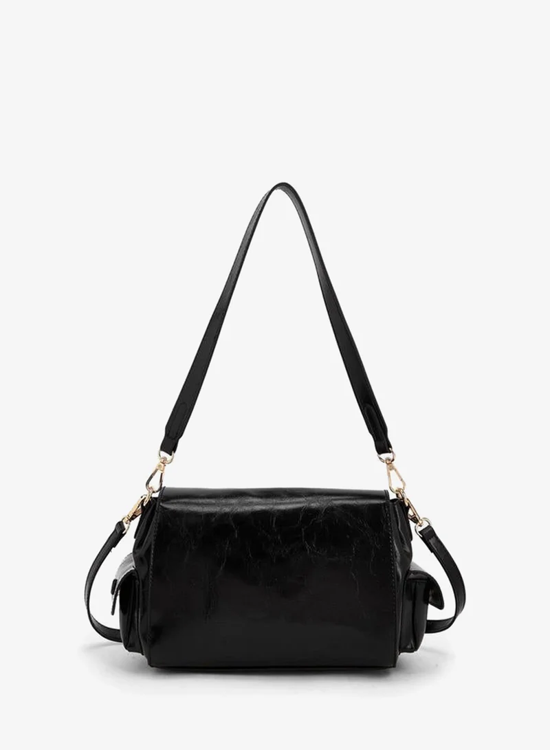 Paprika BLACK Solid Shoulder Bag With Detachable Strap for Women | Best Price UAE